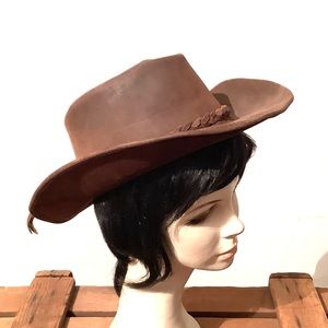 Brown Suede Leather Western Hat